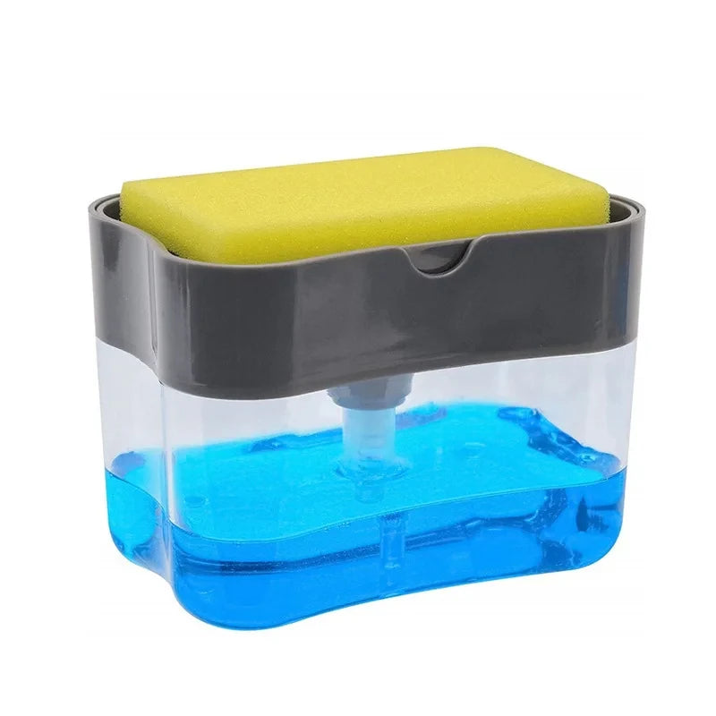 Distributeur de Savon avec Éponge – 2-en-1 Pratique pour Cuisine