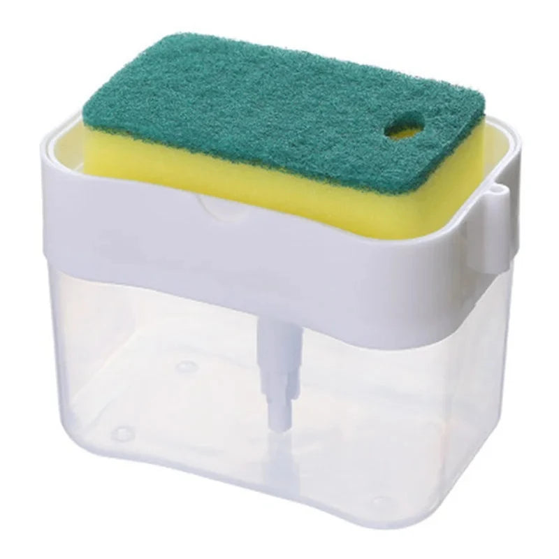 Distributeur de Savon avec Éponge – 2-en-1 Pratique pour Cuisine
