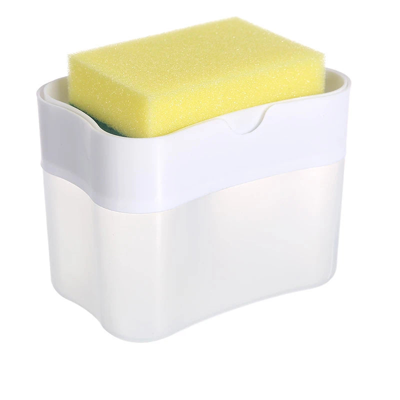 Distributeur de Savon avec Éponge – 2-en-1 Pratique pour Cuisine