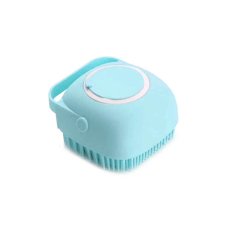🛁 Brosse de Bain & Massage pour Animaux – Silicone Doux et Réservoir Intégré