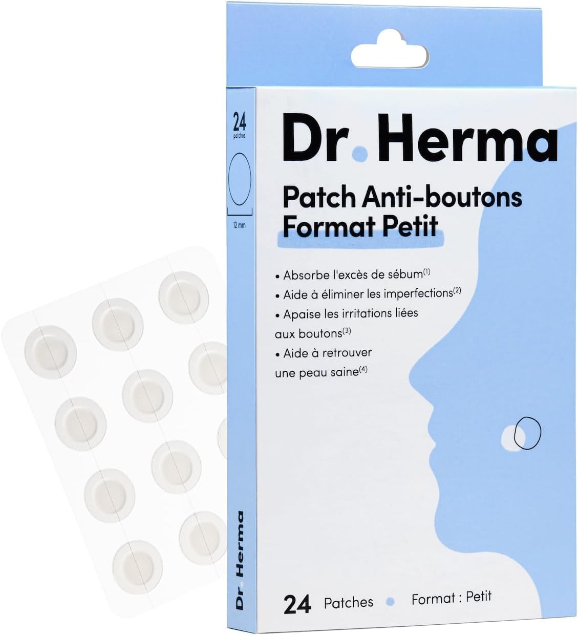 Dr. Herma - Anti-pimple patch, Acne Patch Invisible - Results in 6 to 8 hours - Dermatologically tested - Salicylic acid, hydrocolloids, tea tree oil - Box of 24 patches