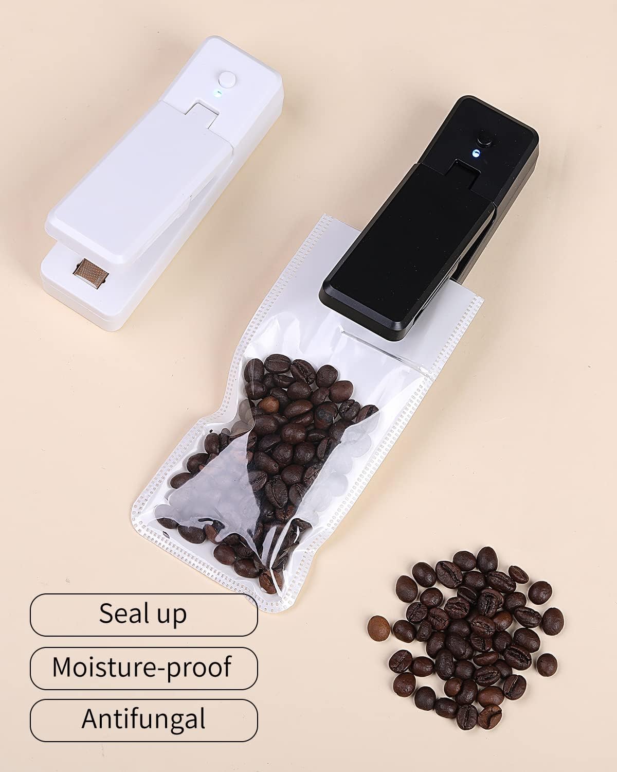 Mini Heat Sealer 2 in 1 Bag Sealer with Cutter with Magnet, Portable Manual Sealer for Plastic Bags with Crumbs and Snacks (Black)