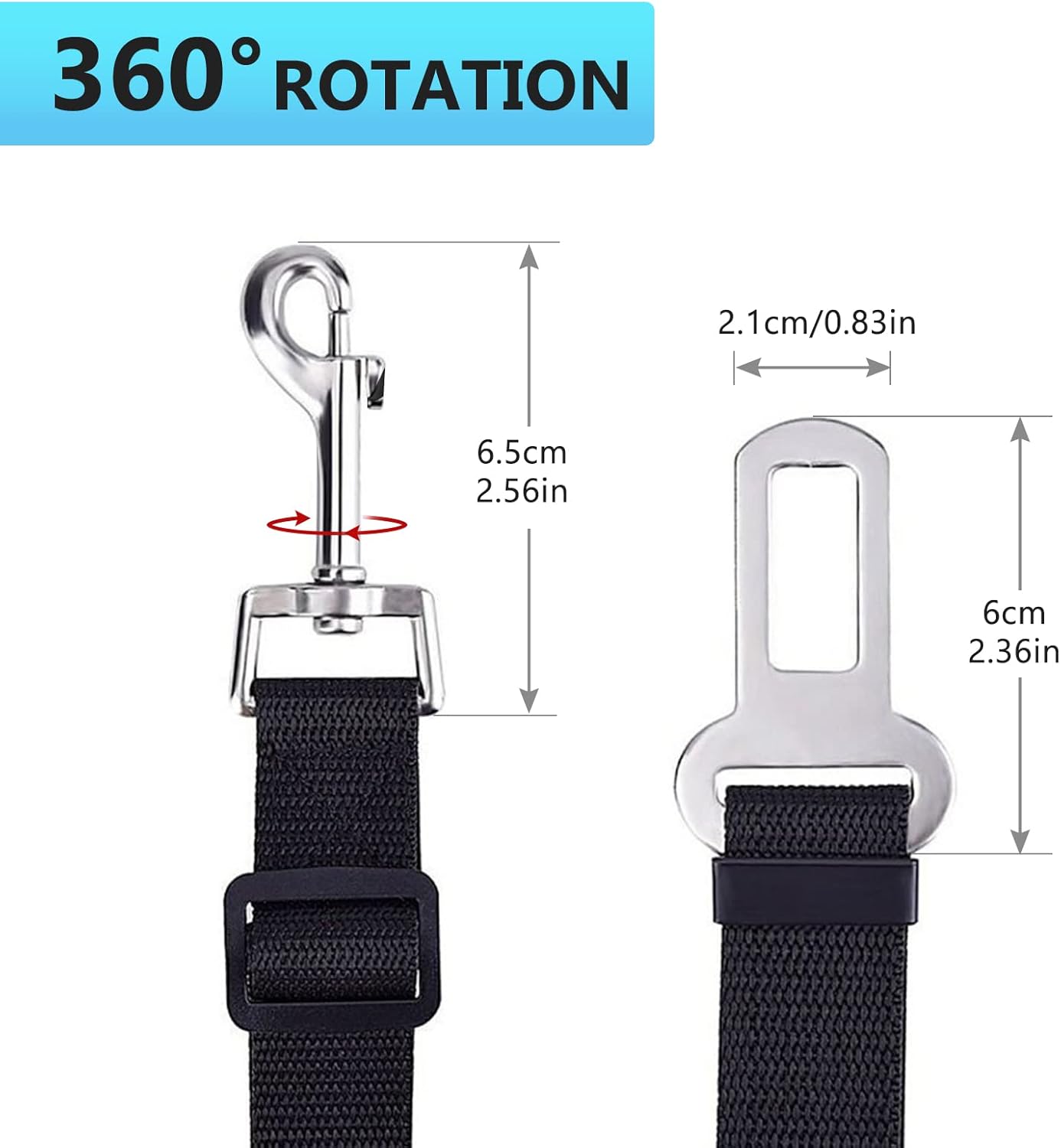 Redamancy Universal Dog Seat Belt, 1 Piece, Tear-proof, Adjustable (Black)