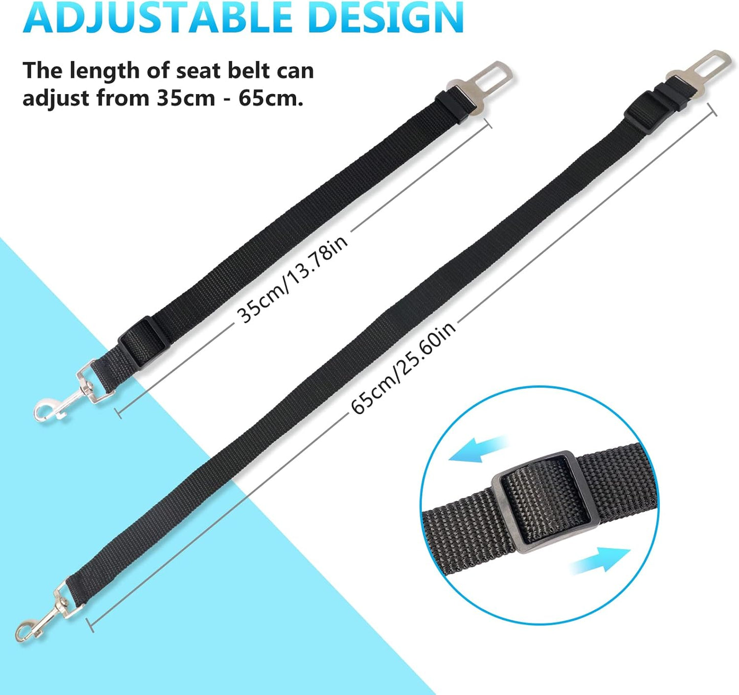 Redamancy Universal Dog Seat Belt, 1 Piece, Tear-proof, Adjustable (Black)