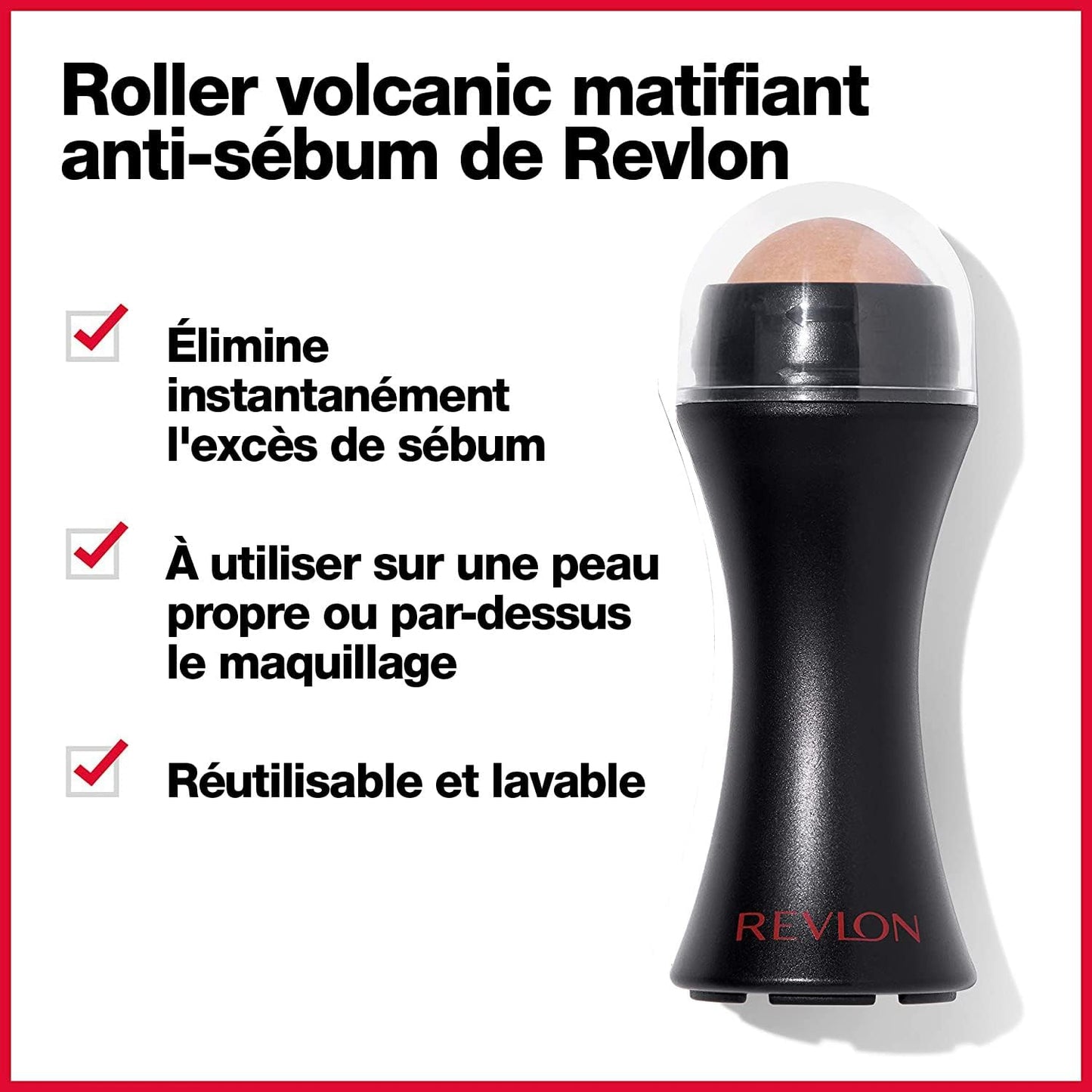 Revlon Volcanic Roller, Absorbent Volcanic Stone, Mattifying Face Makeup, Anti-Sebum Face Roller with Immediate Absorption, Washable and Reusable, Portable Size