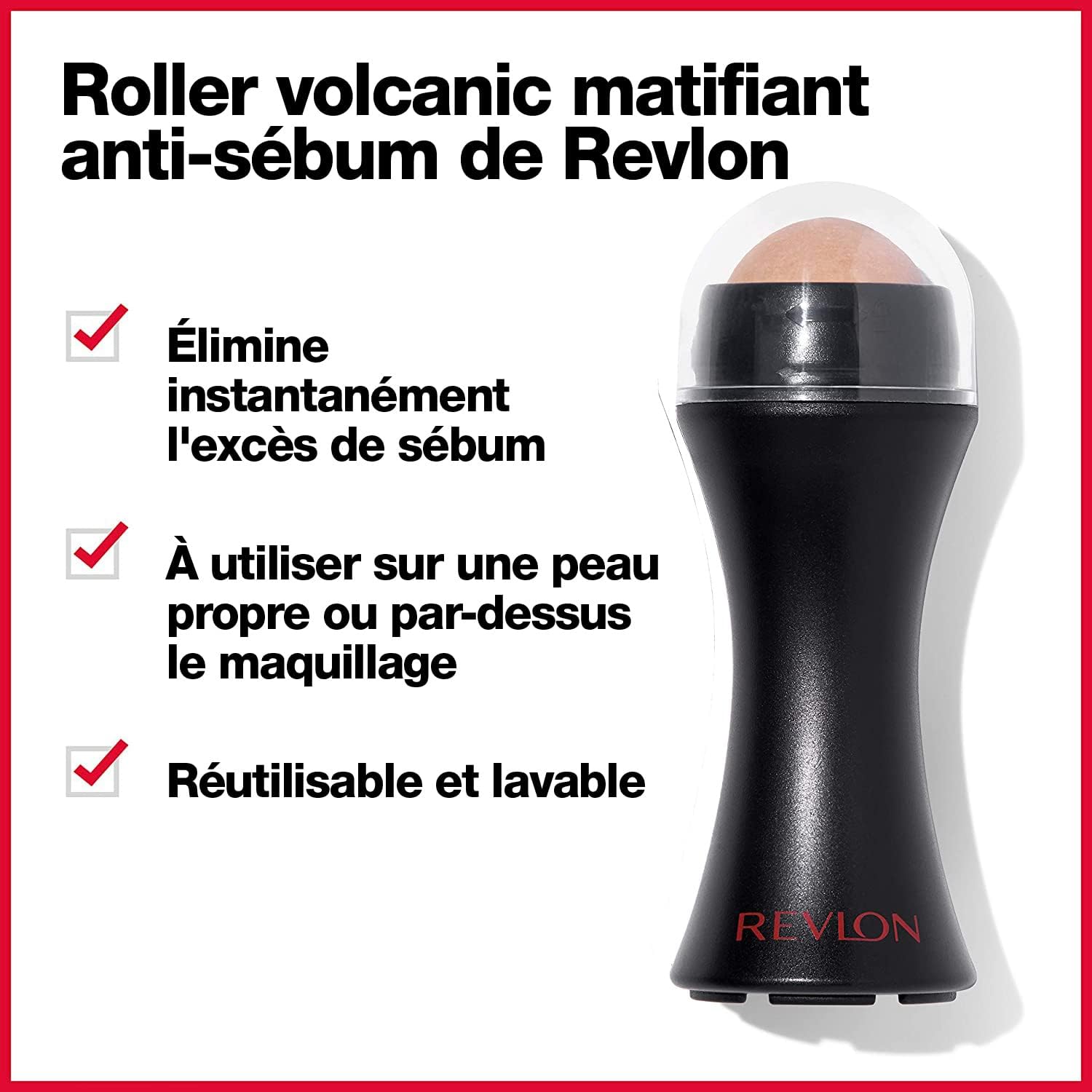 Revlon Volcanic Roller, Absorbent Volcanic Stone, Mattifying Face Makeup, Anti-Sebum Face Roller with Immediate Absorption, Washable and Reusable, Portable Size