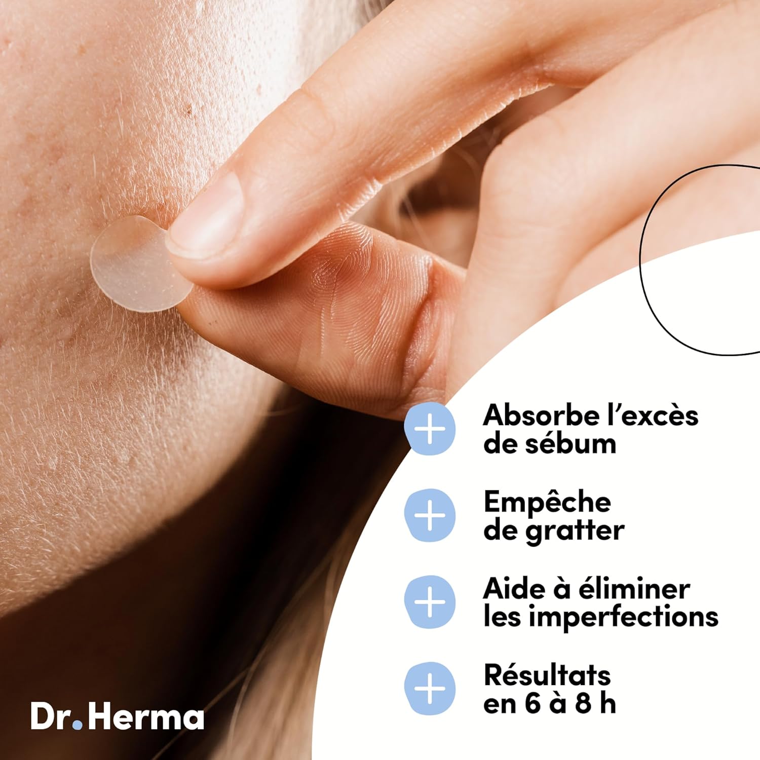 Dr. Herma - Anti-pimple patch, Acne Patch Invisible - Results in 6 to 8 hours - Dermatologically tested - Salicylic acid, hydrocolloids, tea tree oil - Box of 24 patches