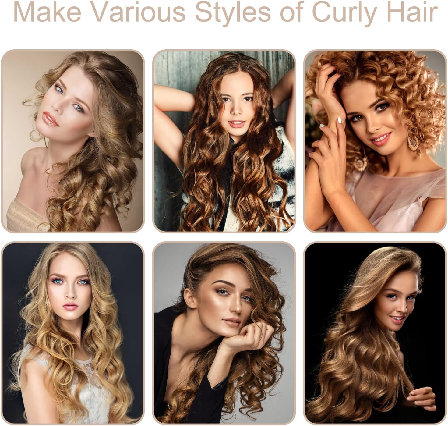 Heat-Free Curl, Heat Free Curl Set with Hair Cap, Heat-Free Hair Curler, Soft Sleep Curler for Medium and Long Hair - Beige