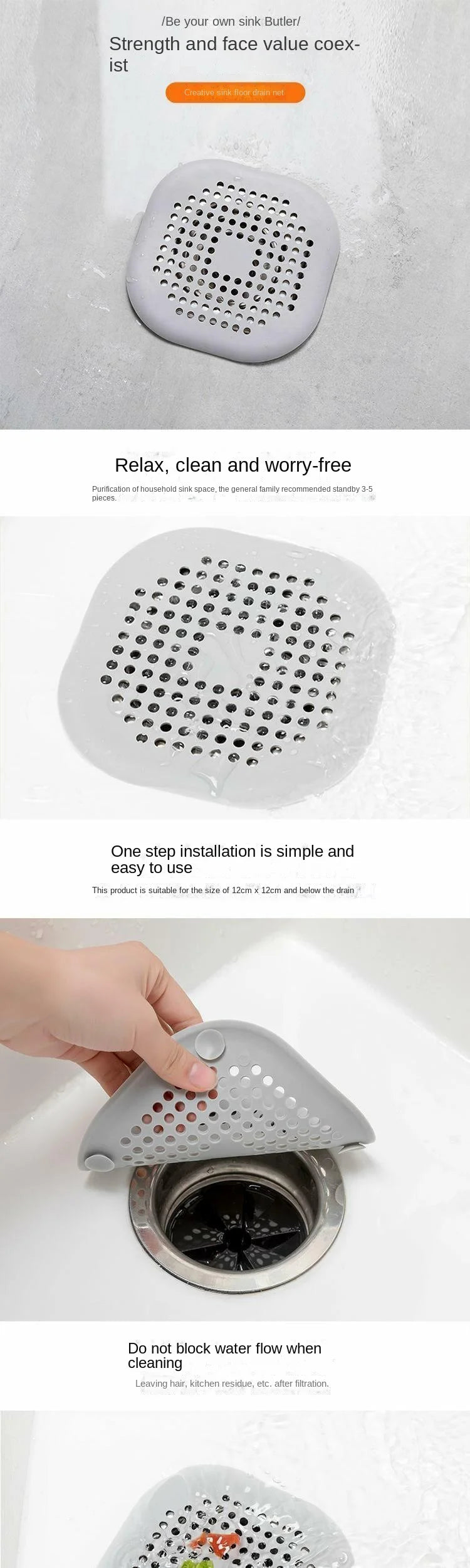 Filtre en Silicone Réutilisable pour Évier – Attrape-Cheveux & Déchets