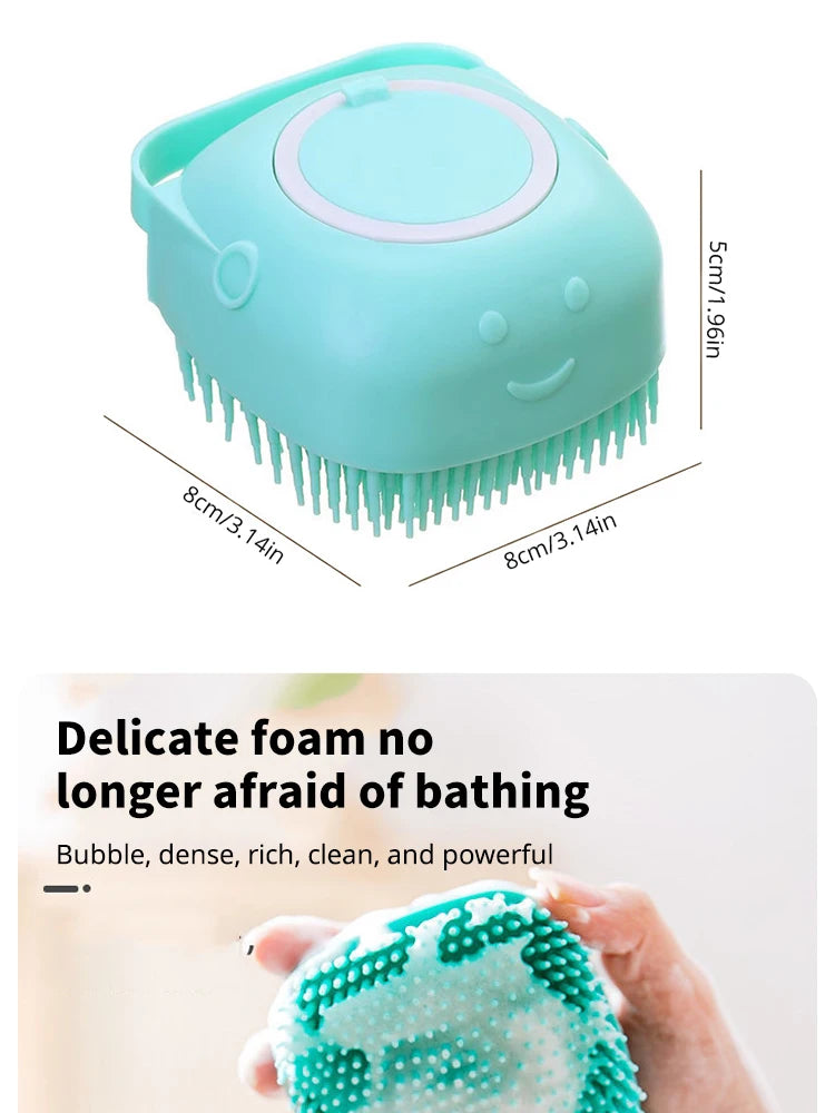 🛁 Brosse de Bain & Massage pour Animaux – Silicone Doux et Réservoir Intégré