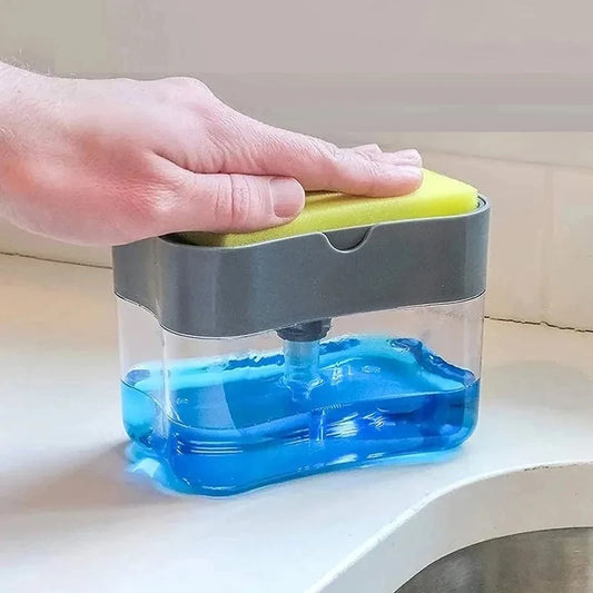 Distributeur de Savon avec Éponge – 2-en-1 Pratique pour Cuisine