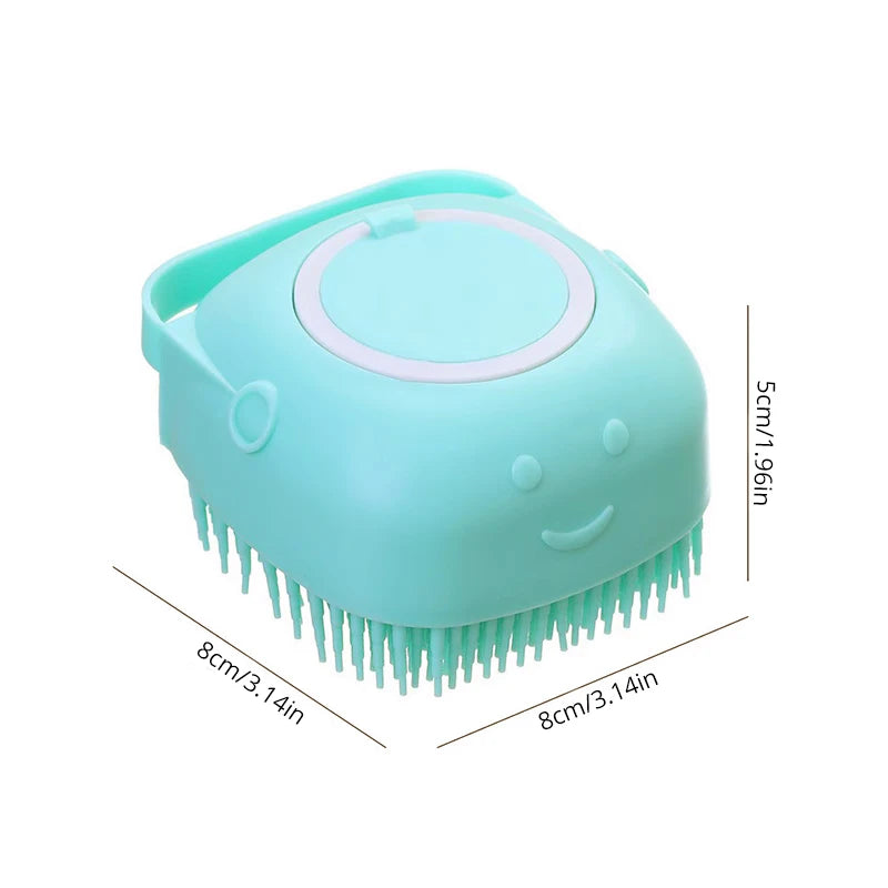 🛁 Brosse de Bain & Massage pour Animaux – Silicone Doux et Réservoir Intégré
