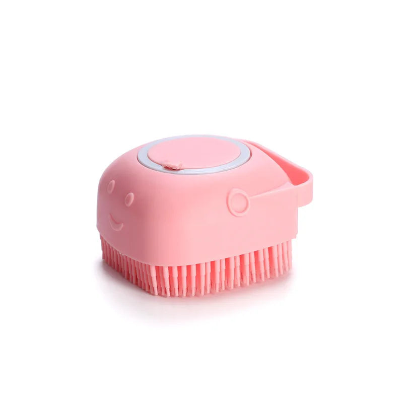 🛁 Brosse de Bain & Massage pour Animaux – Silicone Doux et Réservoir Intégré